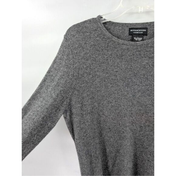 Sutton Studio Cashmere Sweater Womens Large Gray Classic Timeless Minimalist - Picture 4 of 12